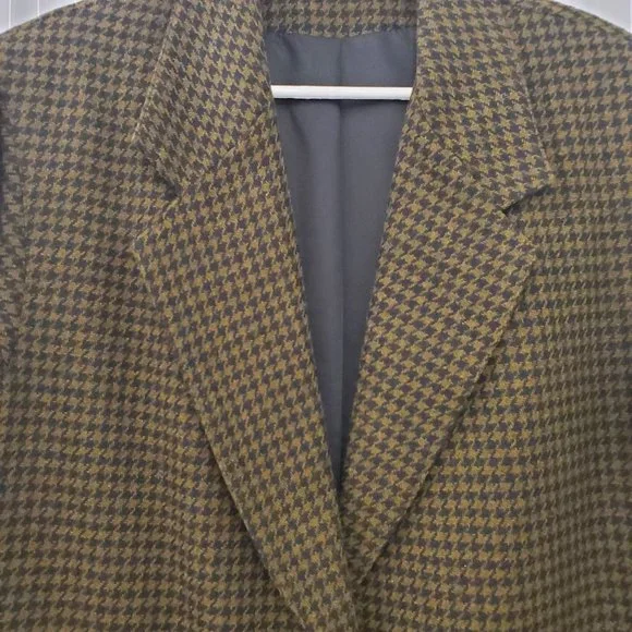 Vintage V-neck  Houndstooth Print Sport Coat Blazer - Picture 7 of 9